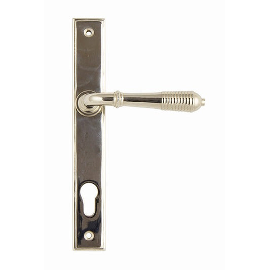 Polished Nickel Reeded Slimline Lever Espag. Lock Set