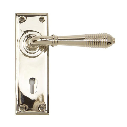 Polished Nickel Reeded Lever Lock Set