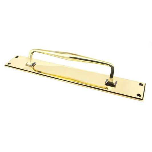 Aged Brass 425mm Art Deco Pull Handle on Backplate