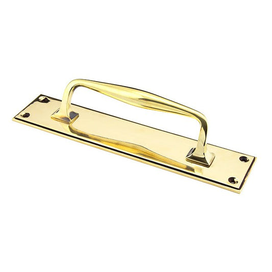 Aged Brass 300mm Art Deco Pull Handle on Backplate