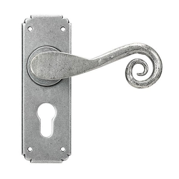 Pewter Monkeytail Lever Euro Lock Set