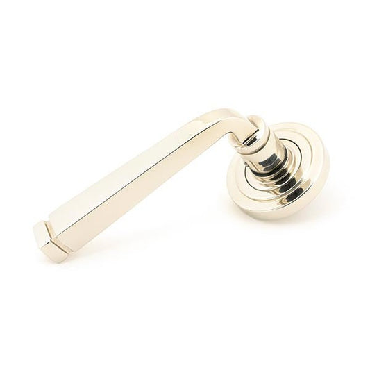 Polished Nickel Avon Round Lever on Rose Set (Art Deco)