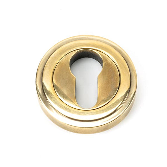 Aged Brass Round Euro Escutcheon (Art Deco)