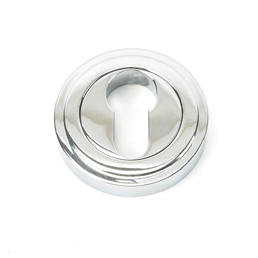 Polished Chrome Round Euro Escutcheon (Art Deco)