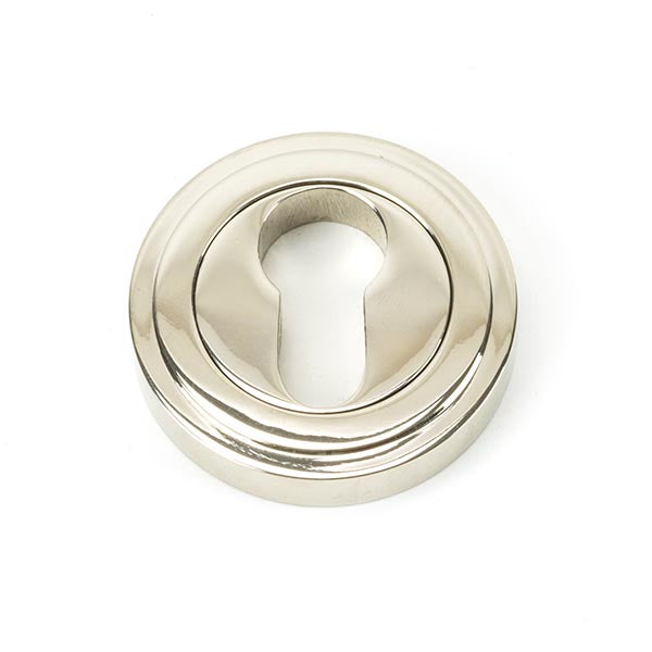 Polished Nickel Round Euro Escutcheon (Art Deco)