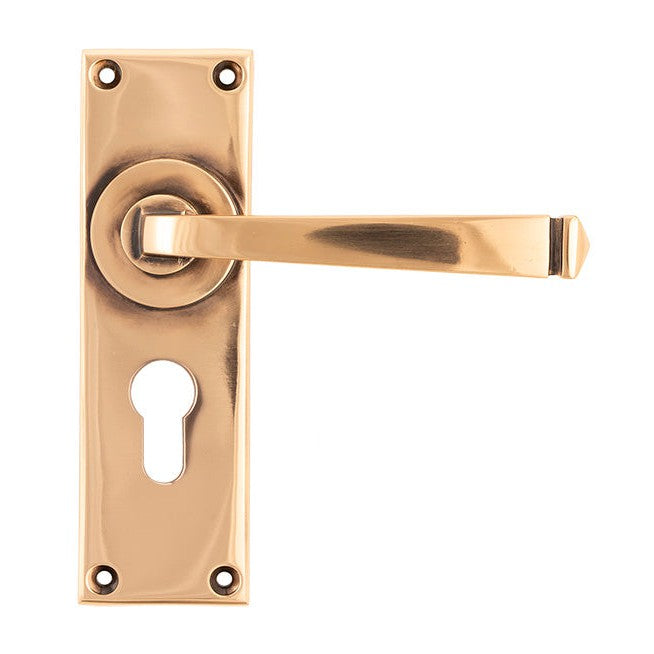 Polished Bronze Avon Lever Euro Lock Set