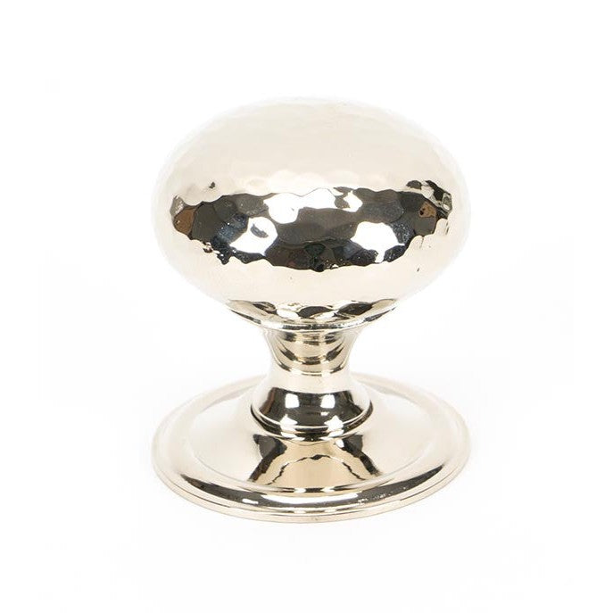 Polished Nickel Hammered Mushroom Cabinet Knob 38mm