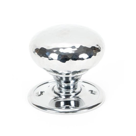 Polished Chrome Hammered Mushroom Mortice/Rim Knob Set