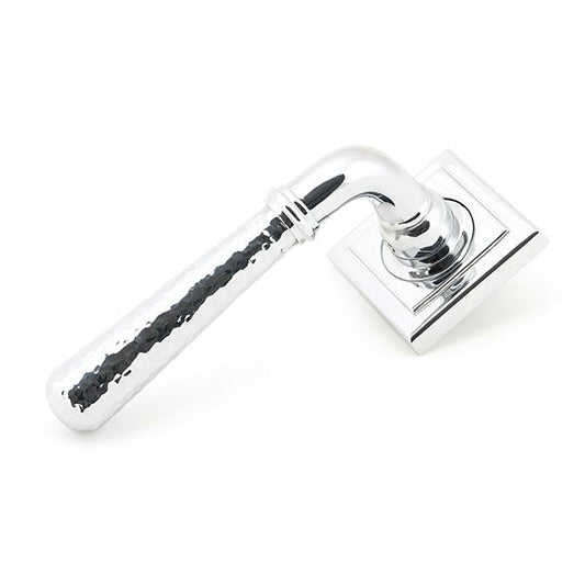 Polished Chrome Hammered Newbury Lever on Rose Set (Square)