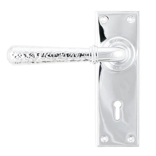 Polished Chrome Hammered Newbury Lever Lock Set