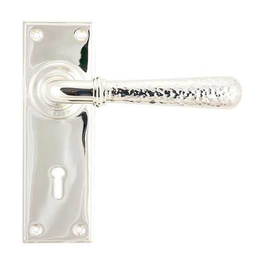 Polished Nickel Hammered Newbury Lever Lock Set