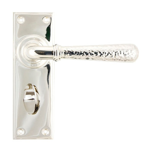 Polished Nickel Hammered Newbury Lever Bathroom Set