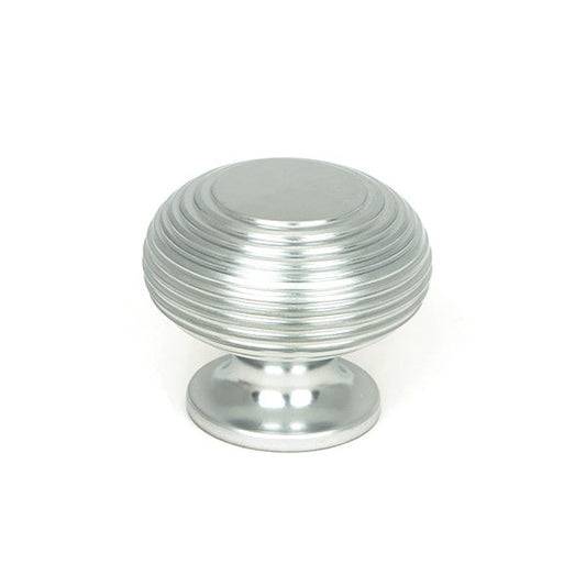 Satin Chrome Beehive Cabinet Knob 40mm