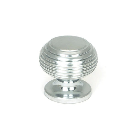 Satin Chrome Beehive Cabinet Knob 30mm