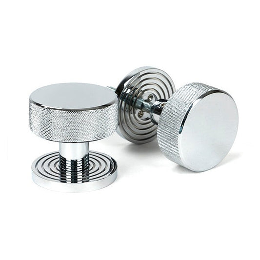 Polished Chrome Brompton Mortice/Rim Knob Set (Beehive)