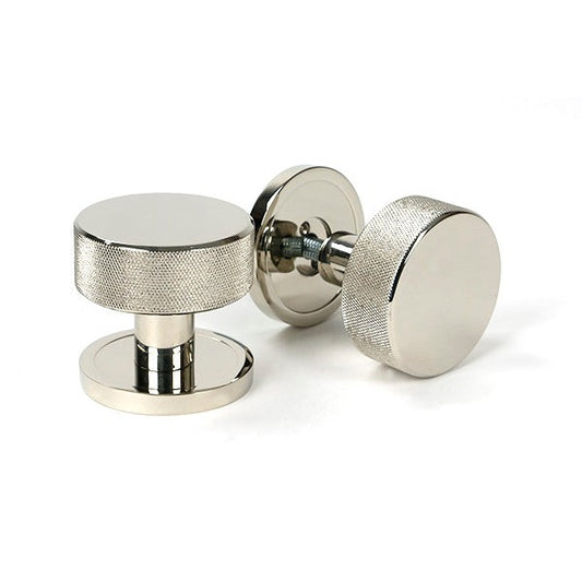 Polished Nickel Brompton Mortice/Rim Knob Set (Plain)