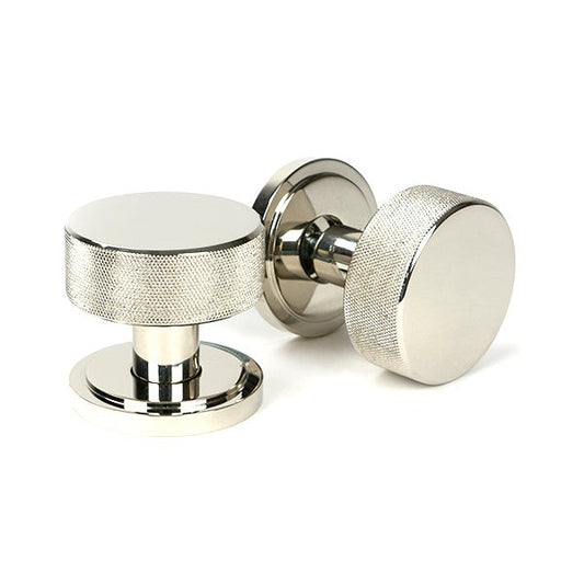 Polished Nickel Brompton Mortice/Rim Knob Set (Art Deco)