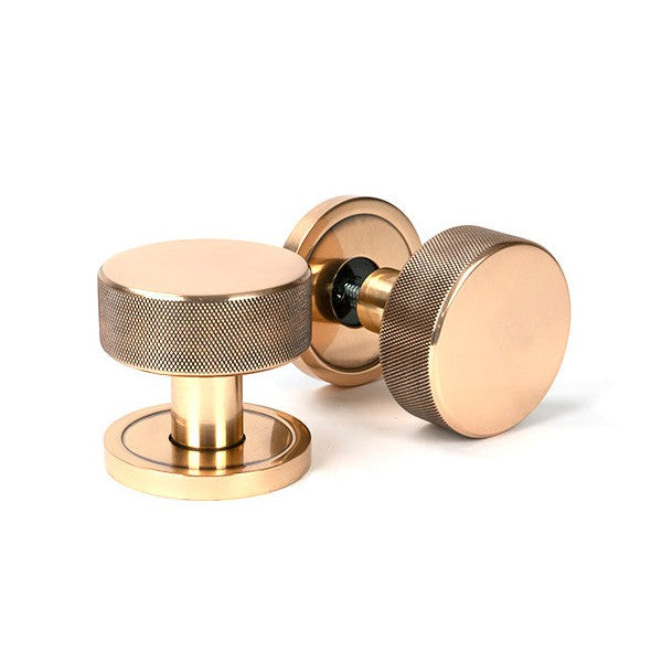 Polished Bronze Brompton Mortice/Rim Knob Set (Plain)