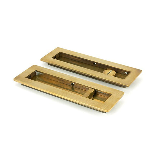 Aged Brass 175mm Plain Rectangular Pull - Privacy Set