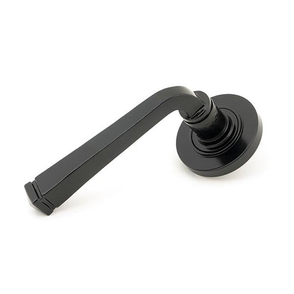 Black Avon Round Lever on Rose Set (Plain) - Unsprung