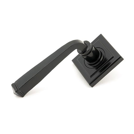 Black Avon Round Lever on Rose Set (Square) - Unsprung