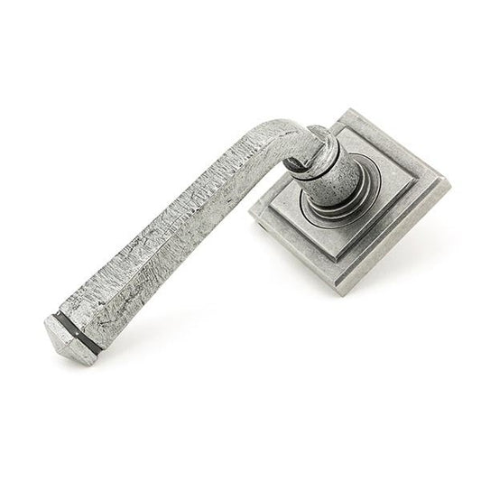 Pewter Avon Round Lever on Rose Set (Square) - Unsprung