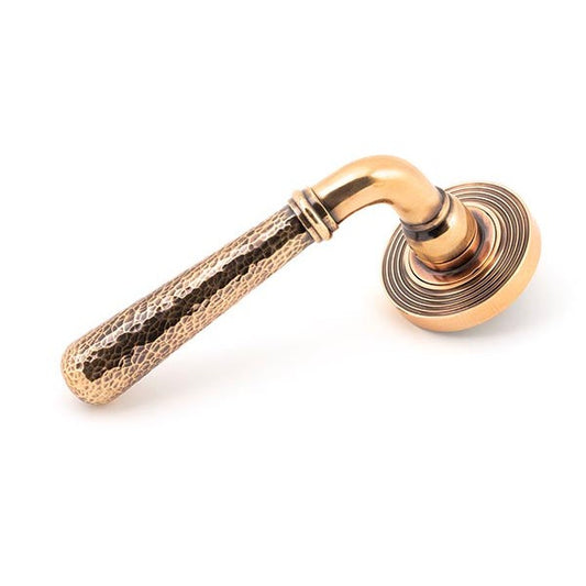 Polished Bronze Hammered Newbury Lever on Rose Set (Beehive) - Unsprung
