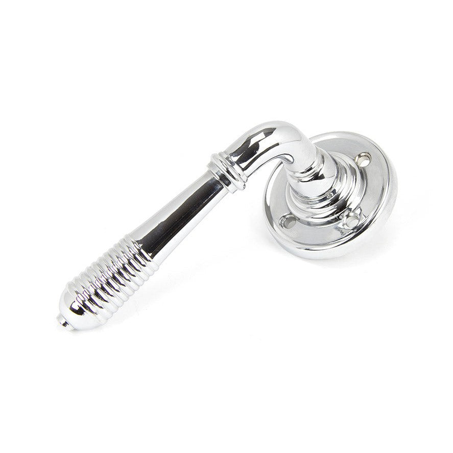 Polished Chrome Reeded Lever on Rose Set - Unsprung