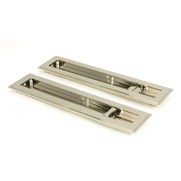 Polished Nickel 250mm Art Deco Rectangular Pull -Privacy Set