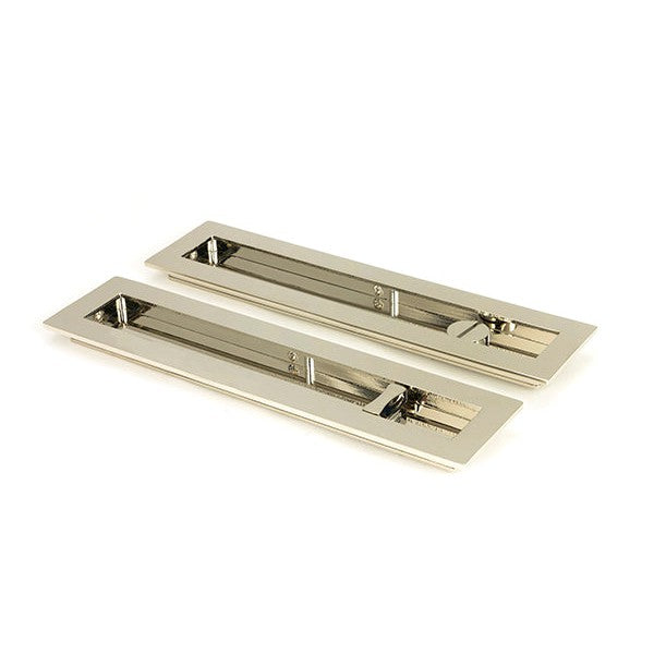 Polished Nickel 250mm Plain Rectangular Pull - Privacy Set