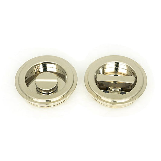 Polished Nickel 60mm Art Deco Round Pull - Privacy Set