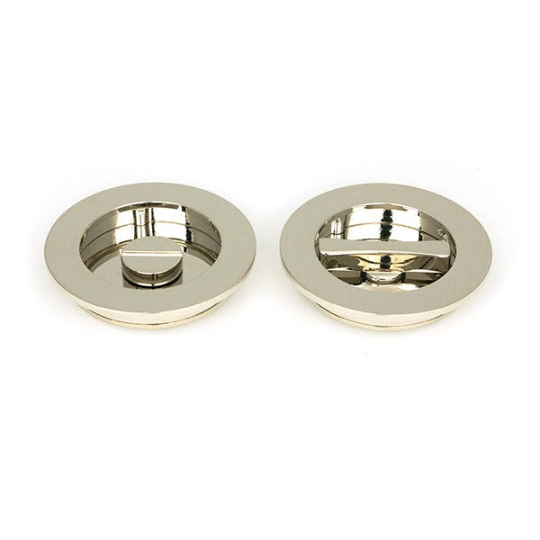 Polished Nickel 75mm Plain Round Pull - Privacy Set