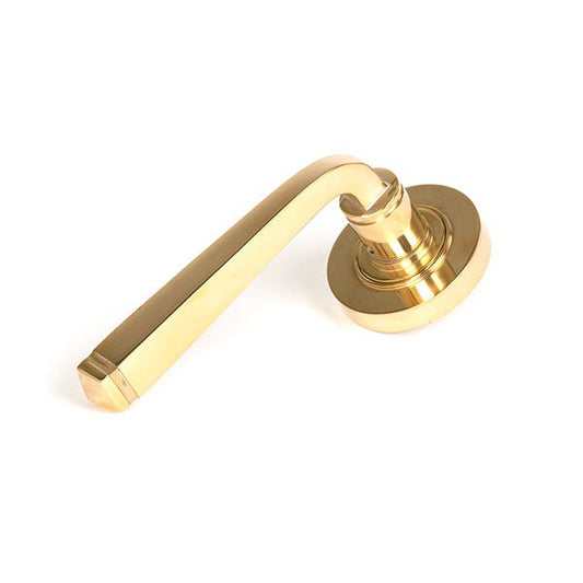 Polished Brass Avon Round Lever on Rose Set (Plain)