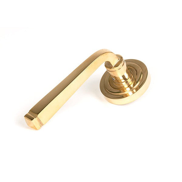 Polished Brass Avon Round Lever on Rose Set (Art Deco)