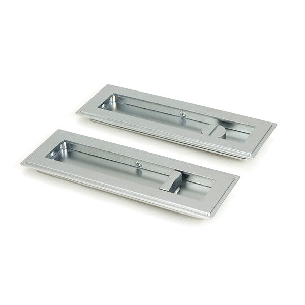 Satin Chrome 175mm Art Deco Rectangular Pull - Privacy Set