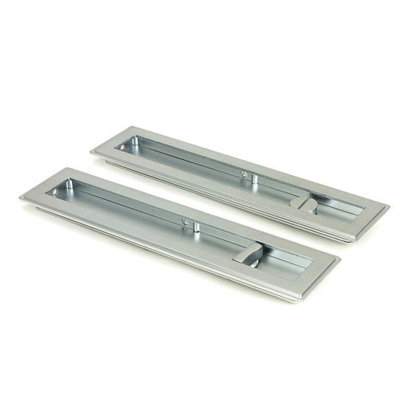 Satin Chrome 250mm Art Deco Rectangular Pull - Privacy Set