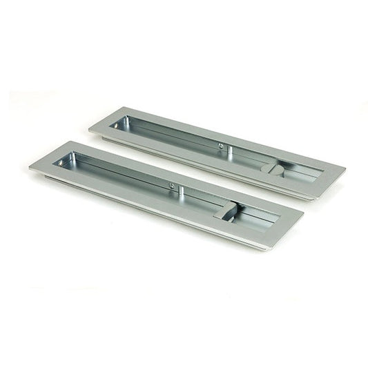 Satin Chrome 250mm Plain Rectangular Pull - Privacy Set