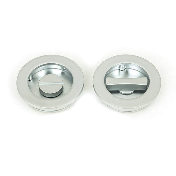 Satin Chrome 60mm Plain Round Pull - Privacy Set