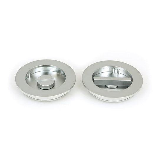 Satin Chrome 75mm Plain Round Pull - Privacy Set