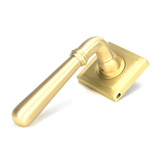 Satin Brass Newbury Lever on Rose Set (Square) - Unsprung