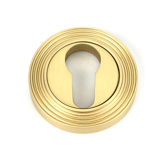 Satin Brass Round Euro Escutcheon (Beehive)