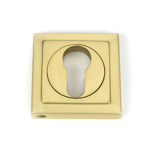 Satin Brass Round Euro Escutcheon (Square)