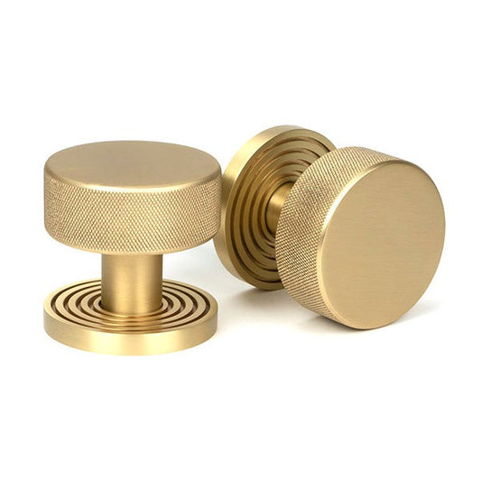 Satin Brass Brompton Mortice/Rim Knob Set (Beehive)