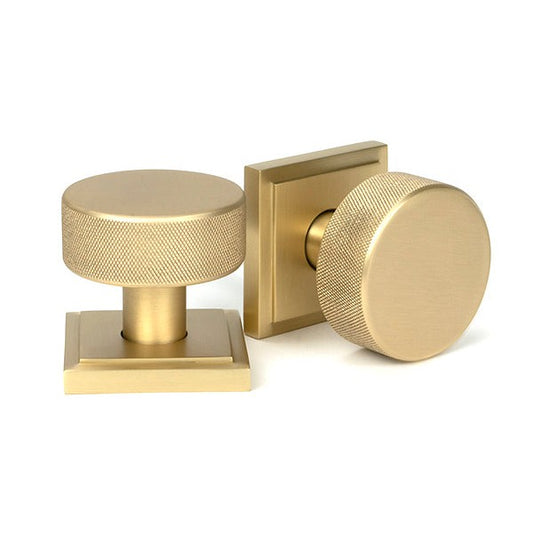 Satin Brass Brompton Mortice/Rim Knob Set (Square)