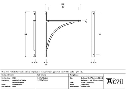 Burnished Brass Apperley Shelf Bracket (314mm x 250mm)
