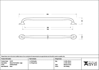 Polished Nickel Moore Pull Handle - Large