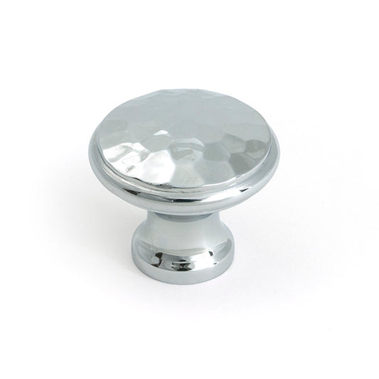 Polished Chrome Hammered Cabinet Knob - Medium