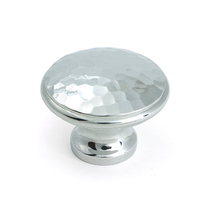 Polished Chrome Hammered Cabinet Knob - Large