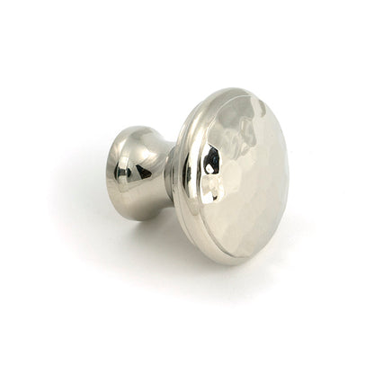 Polished Nickel Hammered Cabinet Knob - Medium