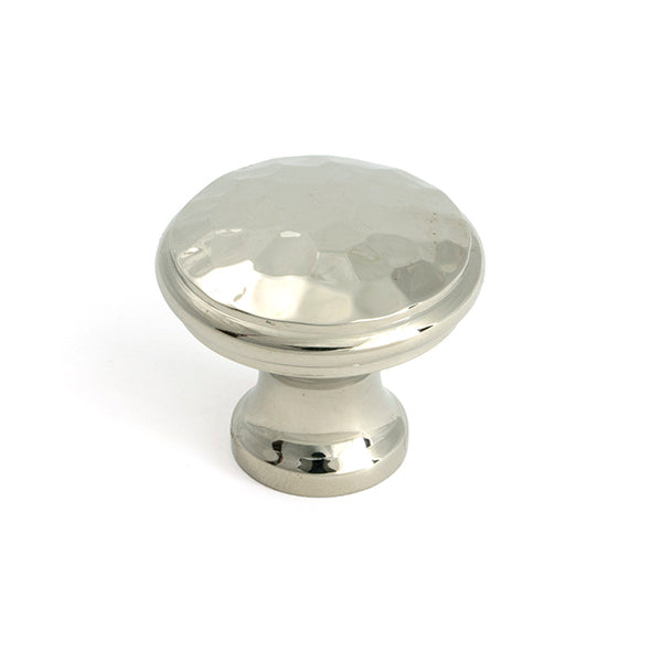 Polished Nickel Hammered Cabinet Knob - Medium